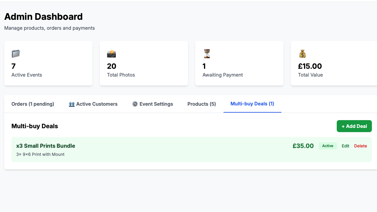 EventSnap smart cart with automatic multi-buy bundle pricing
