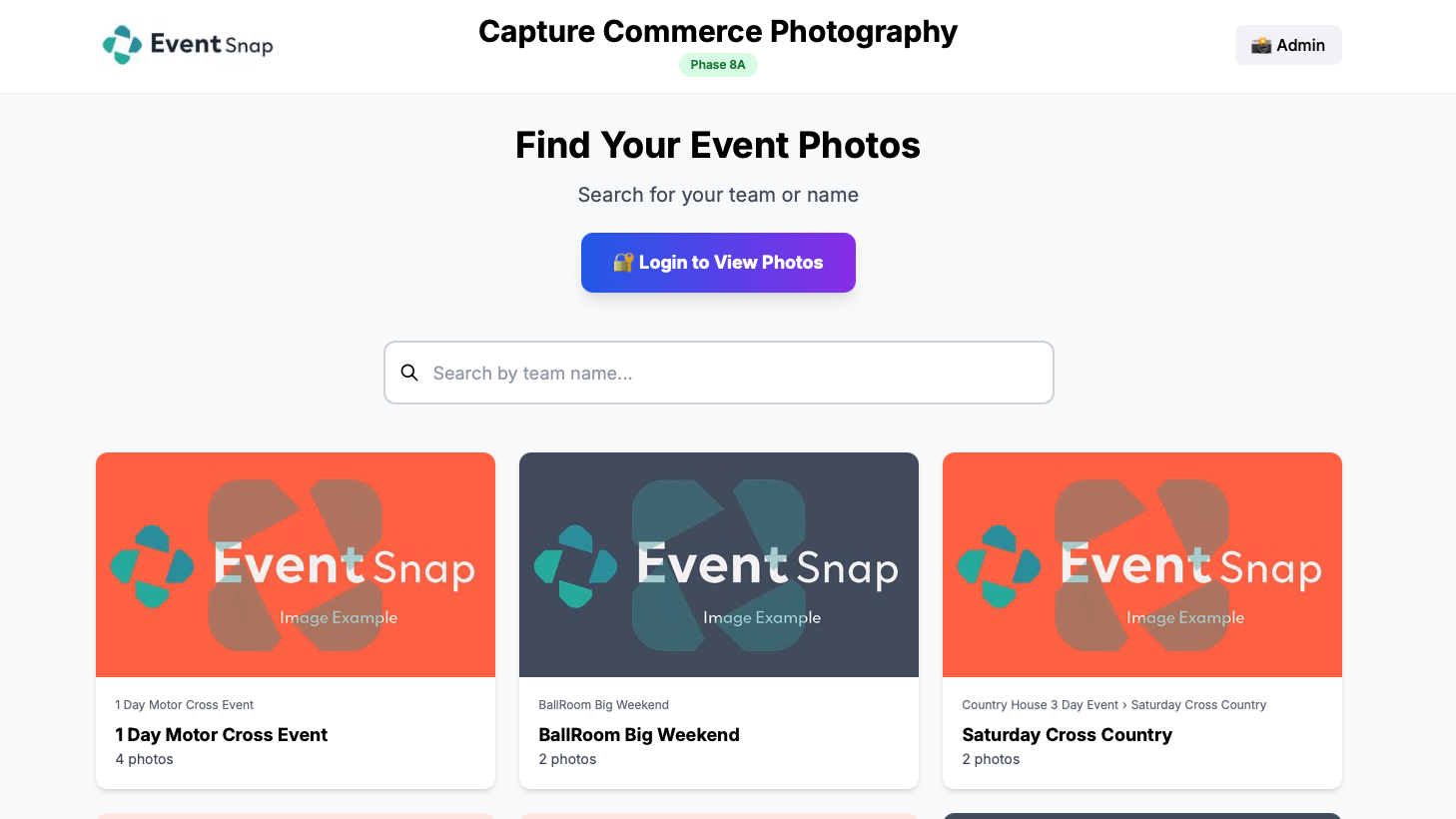 EventSnap runs on Windows with browser-based customer viewing on any device
